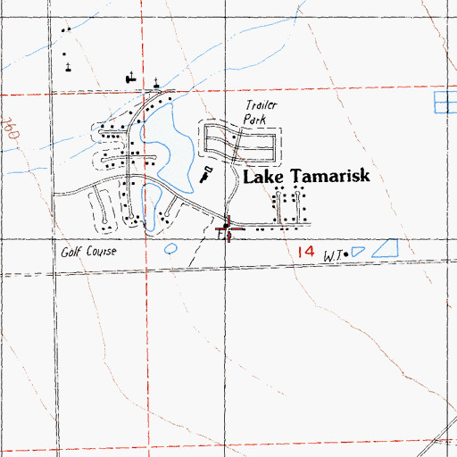 Topographic Map of Lake Tamarisk Branch Riverside City and County Public Library, CA