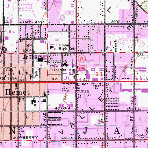 Topographic Map of Ramona Plaza Shopping Center, CA