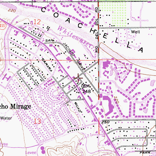 Topographic Map of Rancho Mirage Post Office, CA
