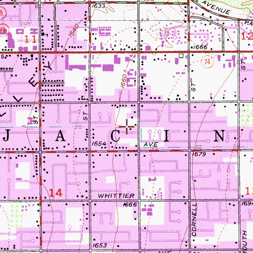 Topographic Map of Saint Johns Lutheran Church, CA