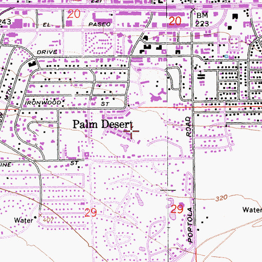Topographic Map of Shadow Mountain Golf Course, CA