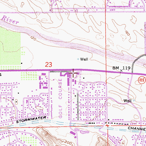 Topographic Map of Indian Wells Post Office, CA