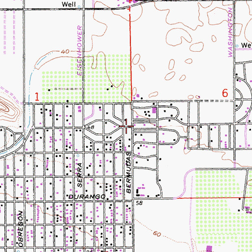 Topographic Map of La Quinta Branch Riverside City and County Public Library, CA