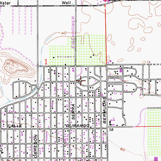 Topographic Map of La Quinta Community Park, CA
