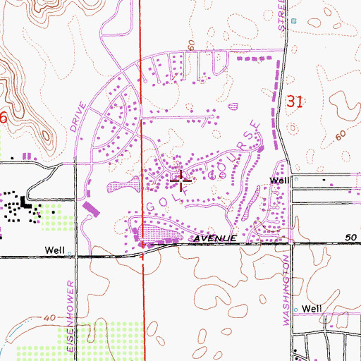 Topographic Map of La Quinta Dunes Golf Course, CA