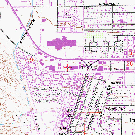 Topographic Map of Palms to Pines West Shopping Center, CA