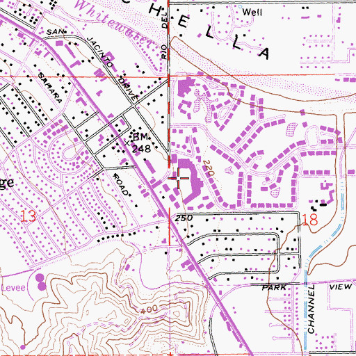Topographic Map of Rancho las Palmas Shopping Center, CA