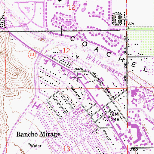 Topographic Map of Rancho Mirage Plaza Shopping Center, CA