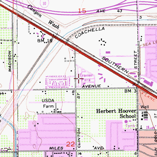 Topographic Map of Arabian Gardens Mobile Home Park, CA