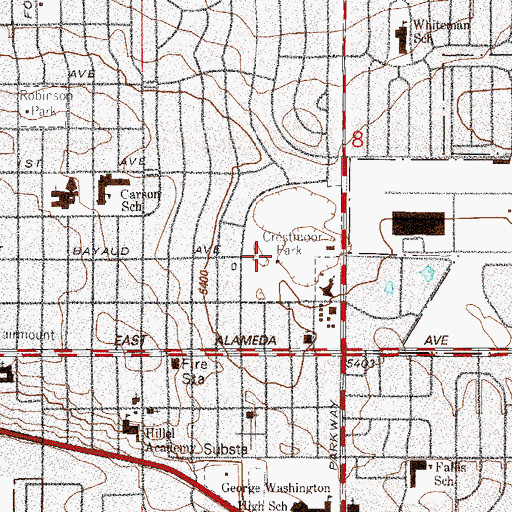 Topographic Map of Crestmoor Park, CO