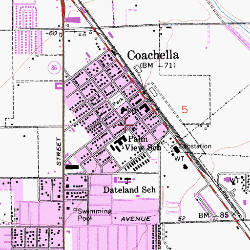 Topographic Map of Coachella Branch Riverside City and County Public Library, CA