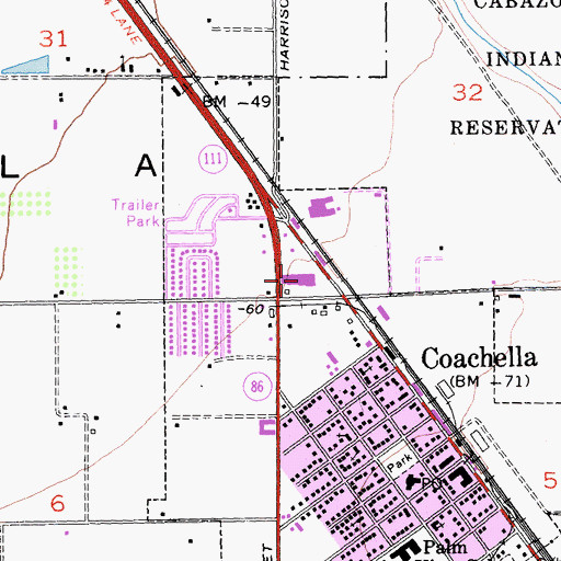 Topographic Map of Coachella Plaza Shopping Center, CA