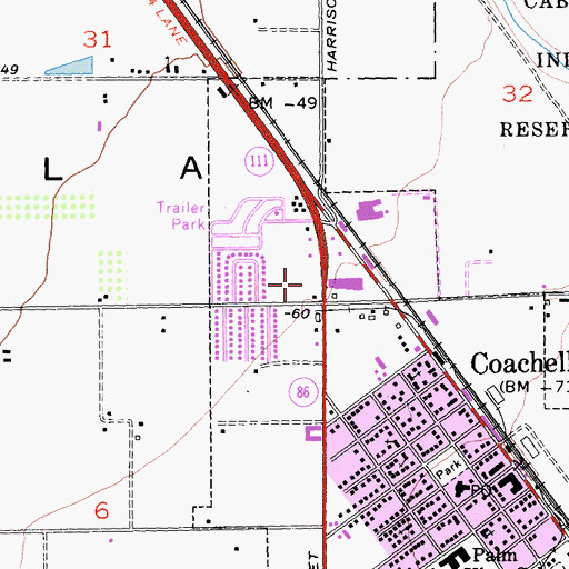 Topographic Map of Coachella Shopping Center, CA