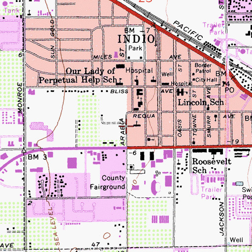 Topographic Map of Cornerstone Church of Indio, CA