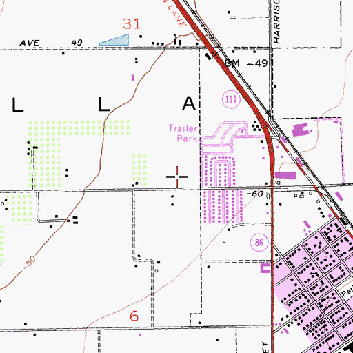 Topographic Map of De Oro Park, CA