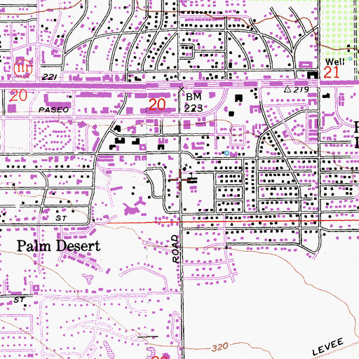 Topographic Map of George Washington Charter School, CA