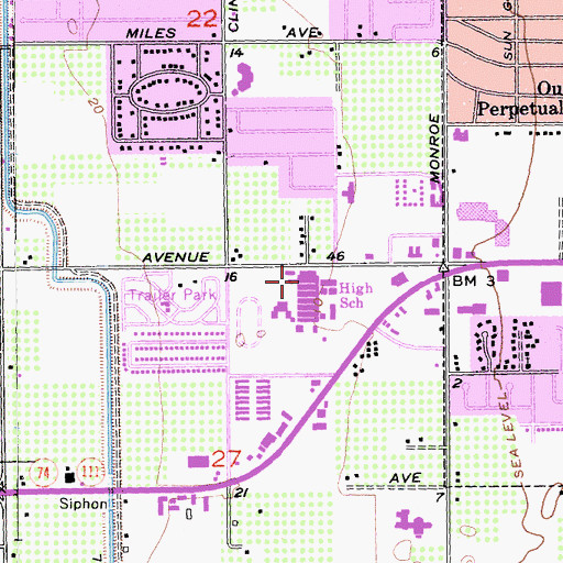 Topographic Map of Indio High School, CA