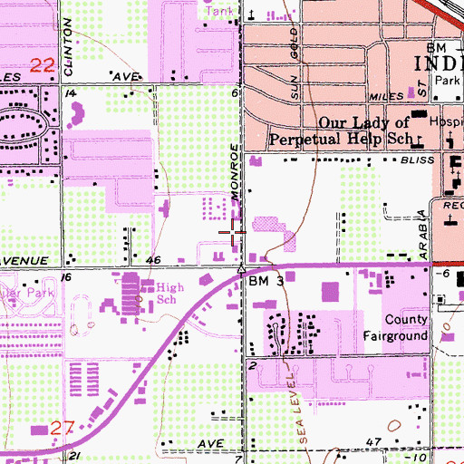 Topographic Map of Indio Plaza Shopping Center, CA