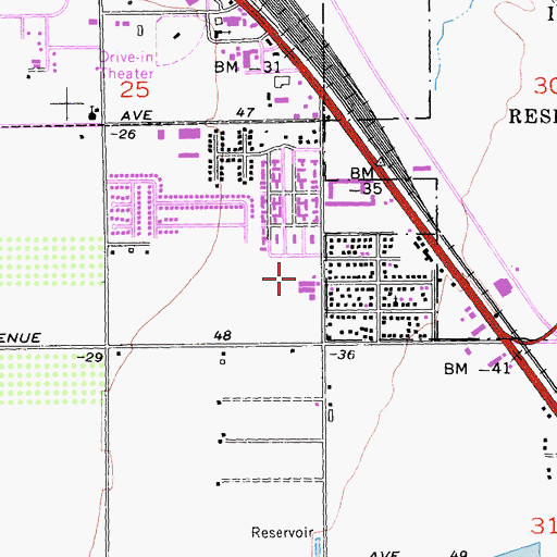 Topographic Map of Martin Van Buren Elementary School, CA