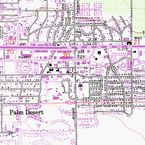 Topographic Map of Palm Desert Branch Riverside City and County Public Library, CA