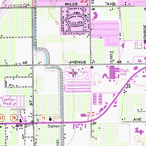 Topographic Map of Pueblo del Sol Mobile Park, CA