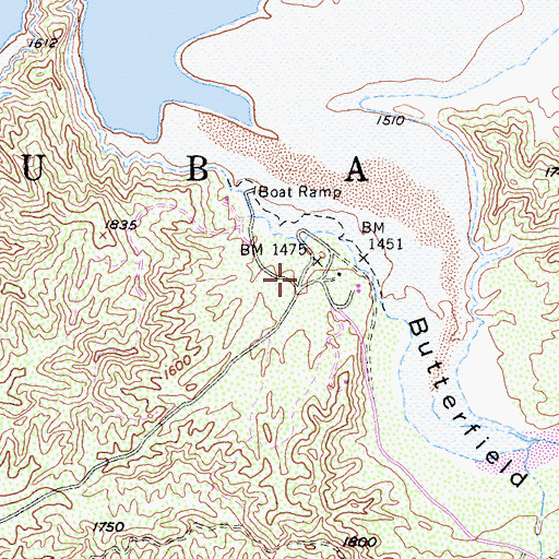 Topographic Map of Butterfield Lake Estates, CA