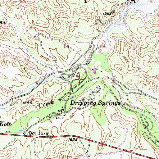 Topographic Map of Crossbar Oaks Campground, CA