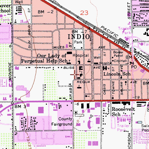 Topographic Map of First United Methodist Church, CA
