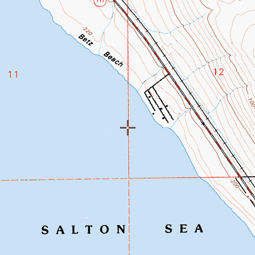 Topographic Map of Mecca Beach Campground, CA