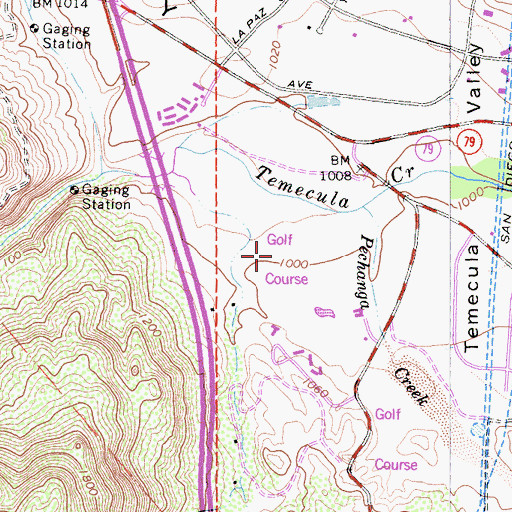 Topographic Map of Temecula Creek Inn Golf Course, CA
