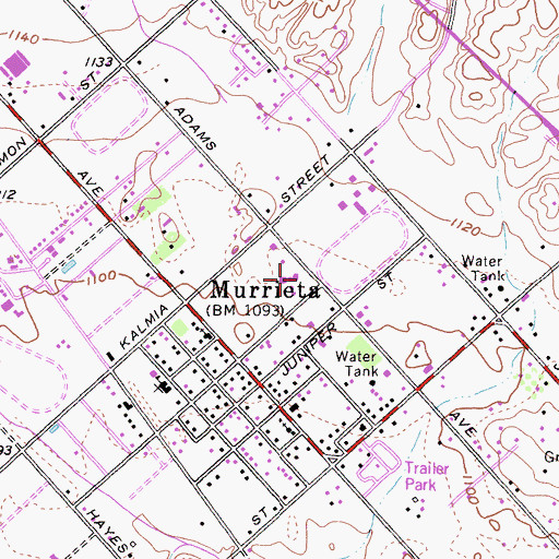Topographic Map of Murrieta Elementary School, CA