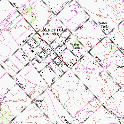 Topographic Map of Murrieta Post Office, CA