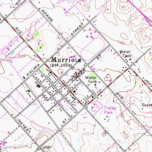 Topographic Map of Murrieta Town Hall, CA