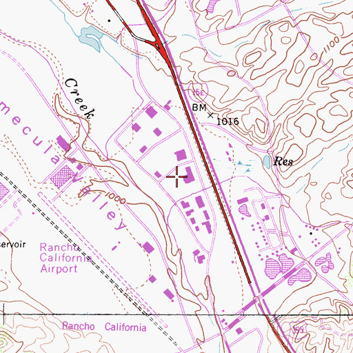 Topographic Map of Old Adobe Plaza Shopping Center, CA
