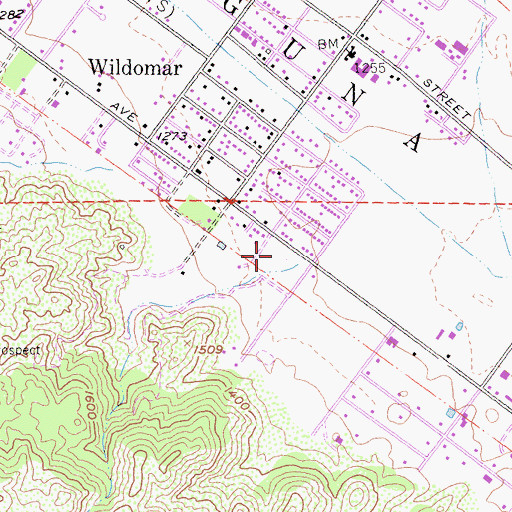 Topographic Map of Ortega High School, CA