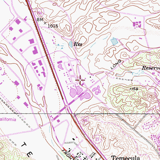 Topographic Map of Rancho Center Shopping Center, CA
