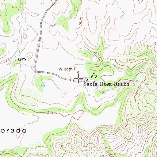 Topographic Map of Rancho Santa Rosa Historic Area, CA