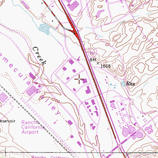 Topographic Map of Winchester Square Shopping Center, CA
