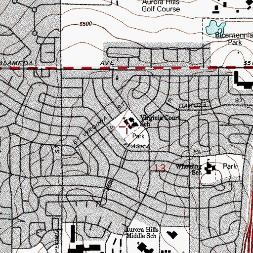 Topographic Map of Virginia Court Elementary School, CO