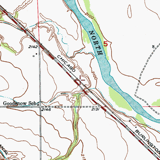 Topographic Map of Goodenow (historical), NE
