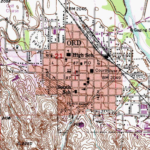 Topographic Map of Ord Police Department, NE