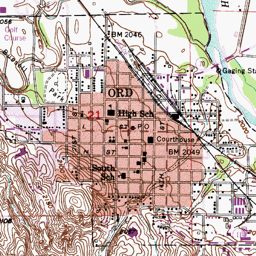 Topographic Map of Ord Post Office, NE