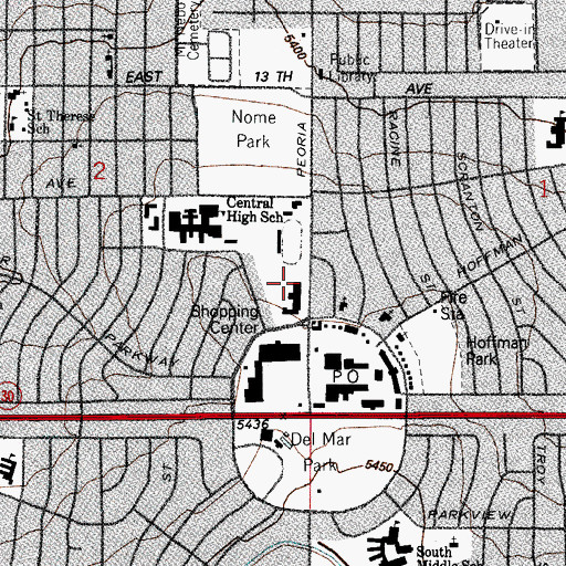 Topographic Map of Peoria School (historical), CO