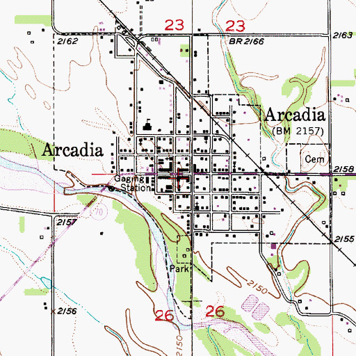 Topographic Map of Arcadia Post Office, NE