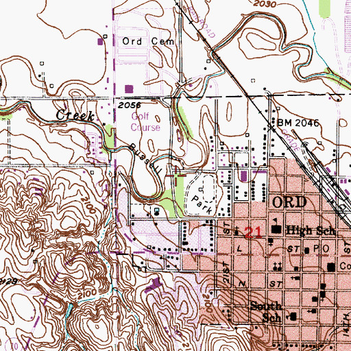 Topographic Map of Bussell Park Campground, NE