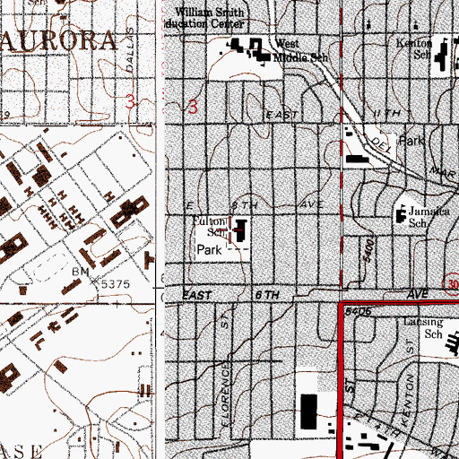 Topographic Map of Fulton Elementary School, CO