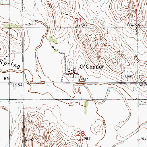 Topographic Map of O'Connor Post Office (historical), NE