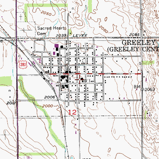 Topographic Map of Greeley County Courthouse, NE