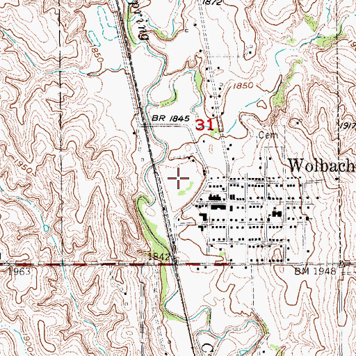 Topographic Map of Wolbach City Park, NE
