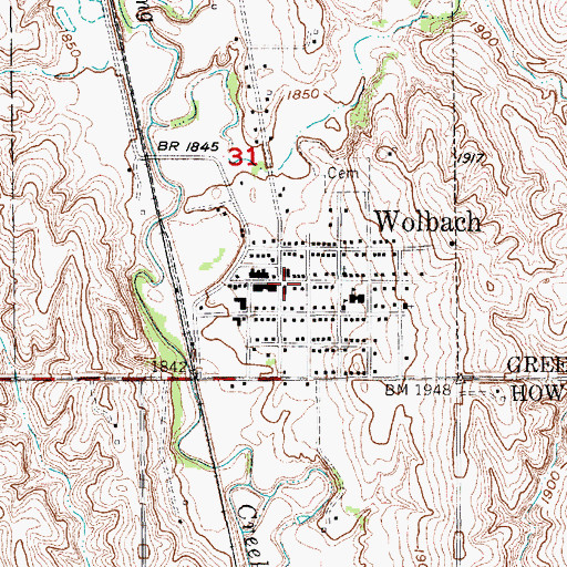 Topographic Map of Wolbach Police Department, NE